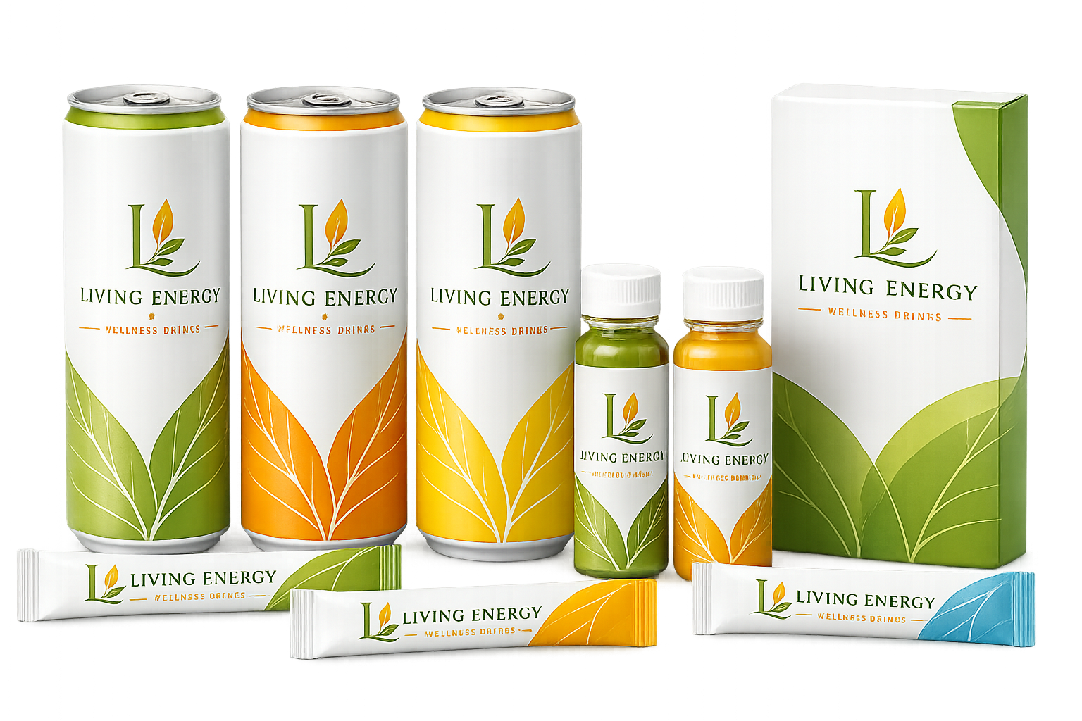 Living Energy wellness drink product lineup